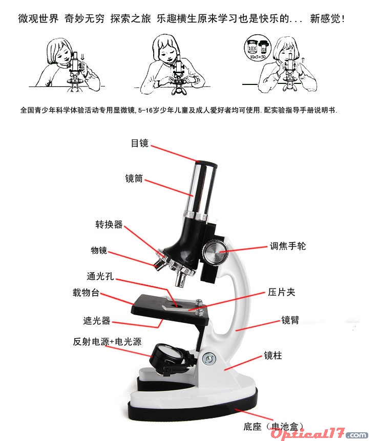 900倍儿童科普教学显微镜部件介绍